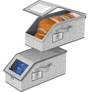 Stackable Baseball Cap Storage Box, Durable Cardboard Organizer Holds up to 24 Hats, Classic Wardrobe Closet Holder