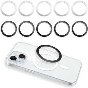10Pcs Magnetic Ring for Phone Case, Magnetic Phone Ring Ultra-Thin Universal Metal Rings Sticker Magnetic Wireless Charging Ring Car Charger Conversion Accessories