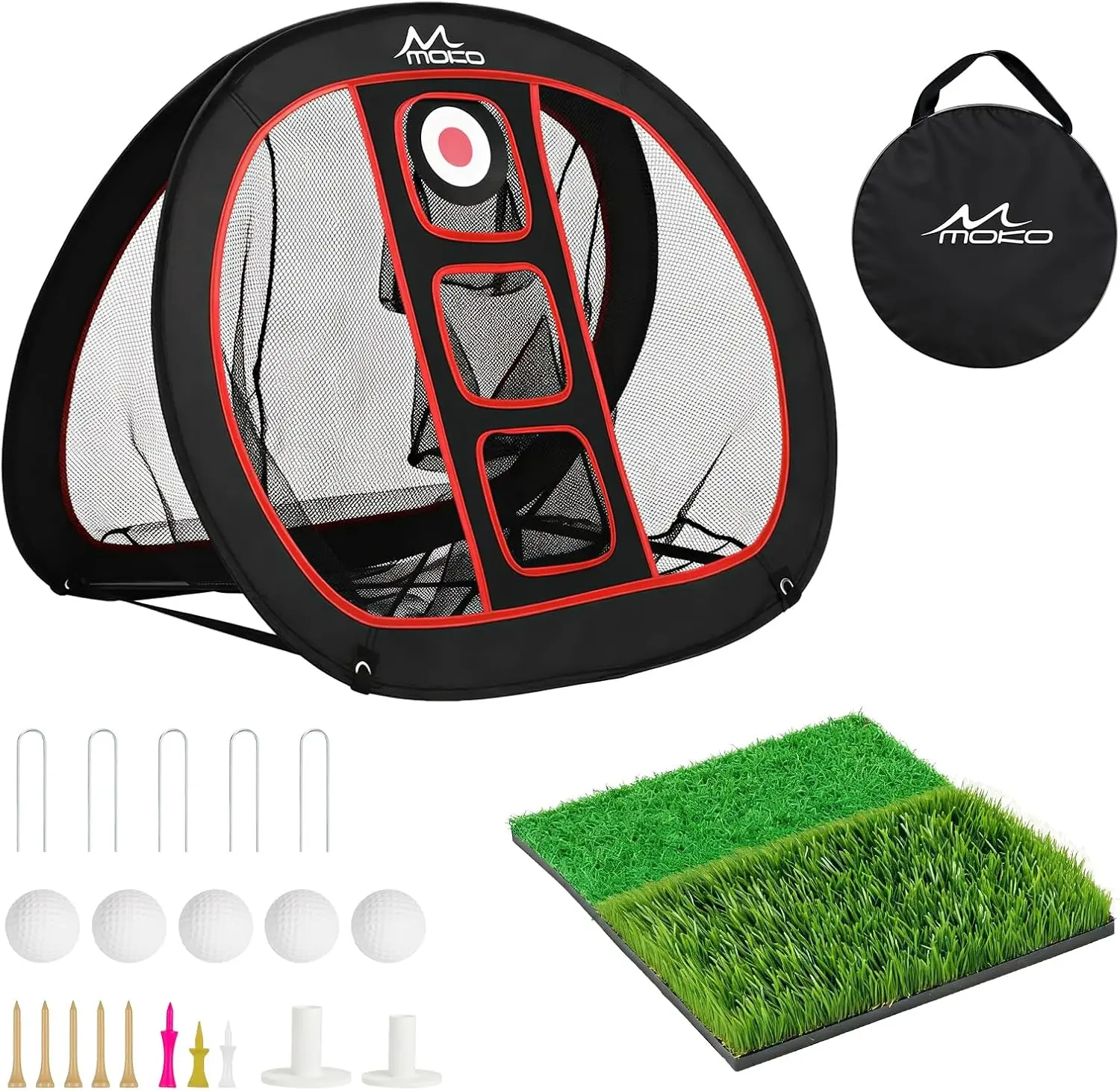 MoKo Pop Up Golf Chipping Net, Double-Sided Chipping Net for Chipping Accuracy Training with Sturdy Structure, Professional Golf Practice Net for Indoor and Outdoor Training
