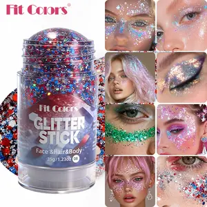 Glitter Stick, Multi-Use Holographic Shimmering Body Glitter for Hair Face and Body, Festival Chunky Glitter Gel Stick