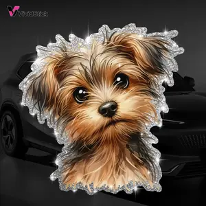 Shiny Small Dog Car Decorative Sticker, Cute Pet Decal, Multipurpose Car Decal, Self-Adhesive No Residue, Durable Vinyl, Easy to Install, for Cars Trucks Motorcycles Windows Laptops