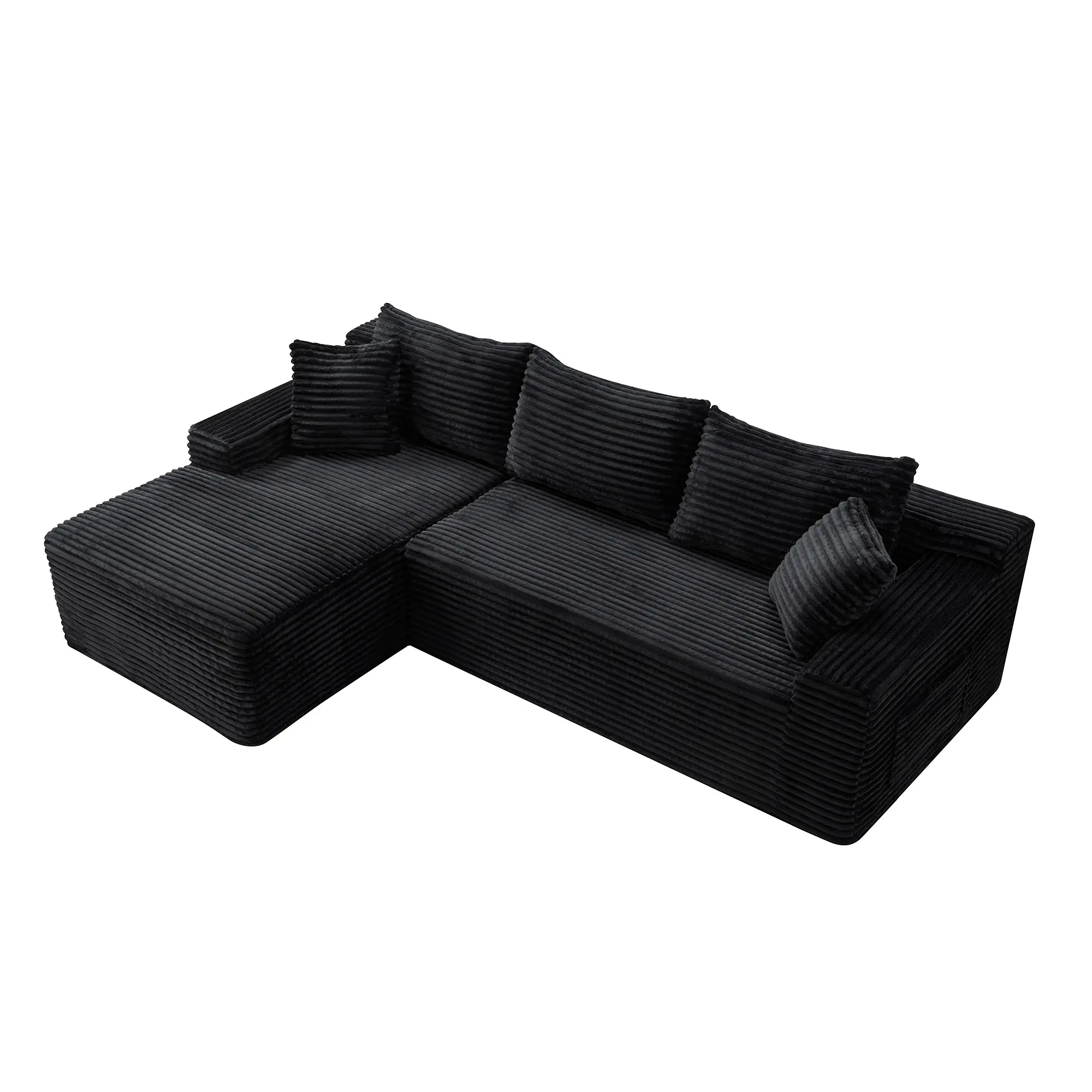 94.5" Ribbed Top Bohemian Modular L-Shape Reversible Chaise Sectional Couch - Modern Minimalist Upholstered Deep Seat Space-Saving Corner Sofa for 3-4 People, No Assembly, Easy Unboxed, Indoor Furniture