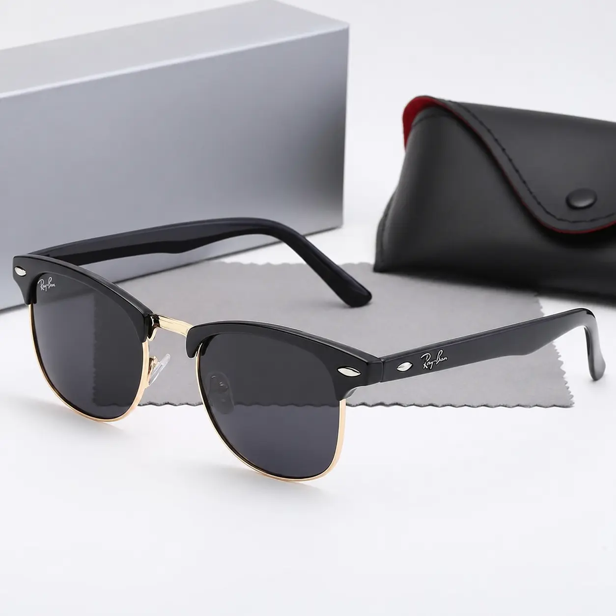 Classic Browline Sunglasses for Men and Women with Black and Gold Frame Classic Browline Sunglasses for Men and Women with Black and Gold Frame