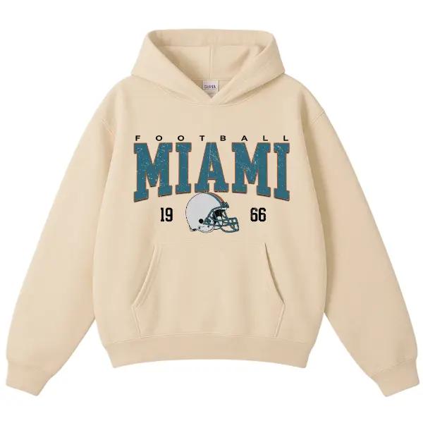 Dolphin Apparel, MIAMI FOOTBALL TEAM HOODIE - Graphic Helmet Retro Hoodie, Hometown Pullover Retro 90s Sports Team, Helmet Football Hoodie, Miami Football Graphic Hoodie Unisex, Longsleeve Casual Cotton Hoodie Gift For Fans Women & Men Trendy