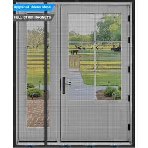 Screen Door 70x 79 in, Thicker 265g/m^2 Mesh, Reversible Left Right Side Opening Wide  Screen Door, Upgraded-Model Full Strip  for Sliding &  Doors