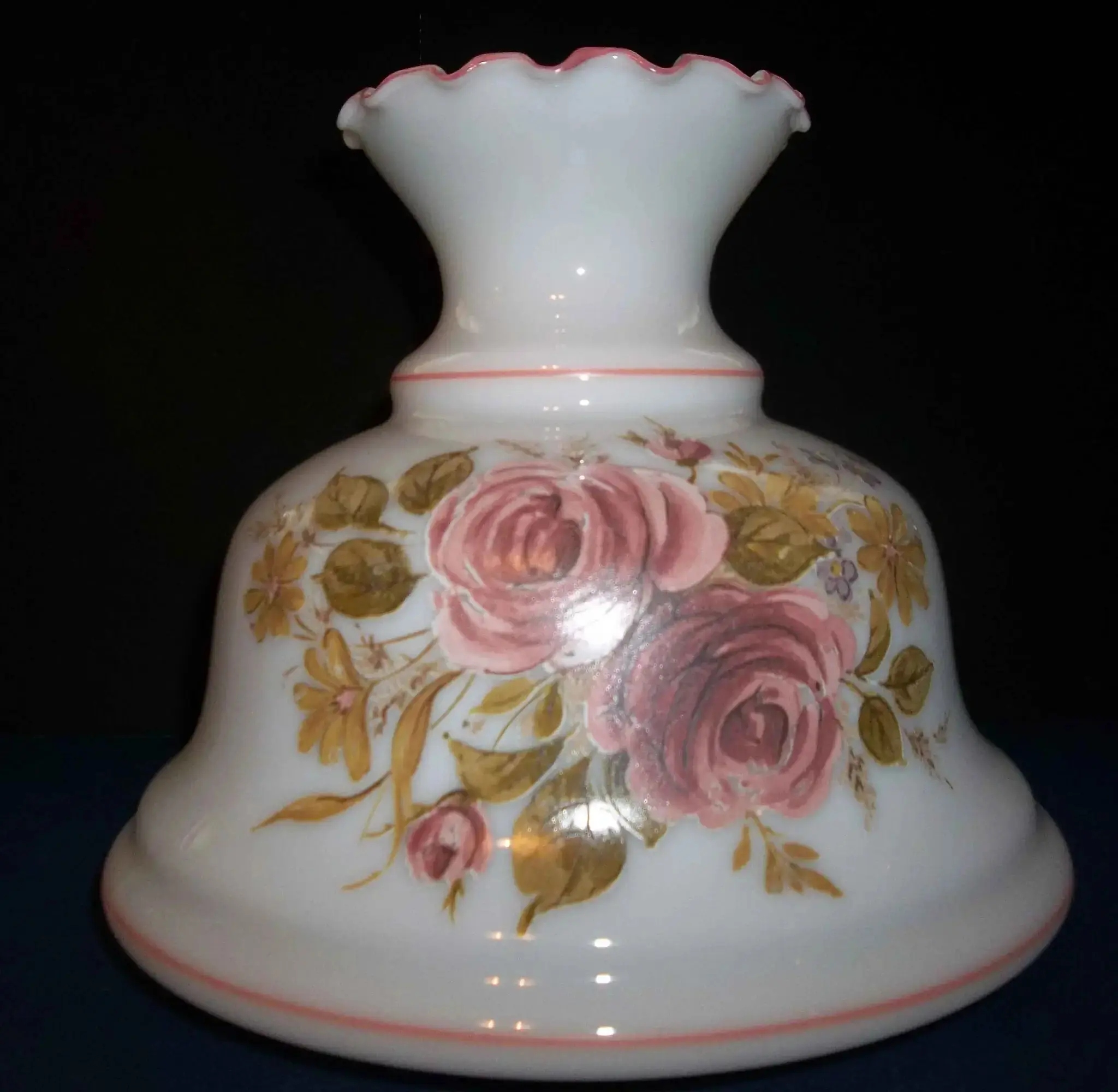 45861 High Crown Pink Rose Student Lamp Shade | 7" Oil Lamp