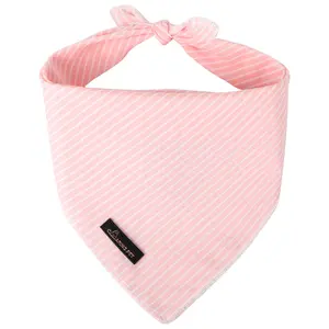 ARING PET Pink Striped Dog Bandanas, Reversible & Soft Cute Pink Pet Triangle Scarf Bibs for Small, Medium & Large Dogs and Cats