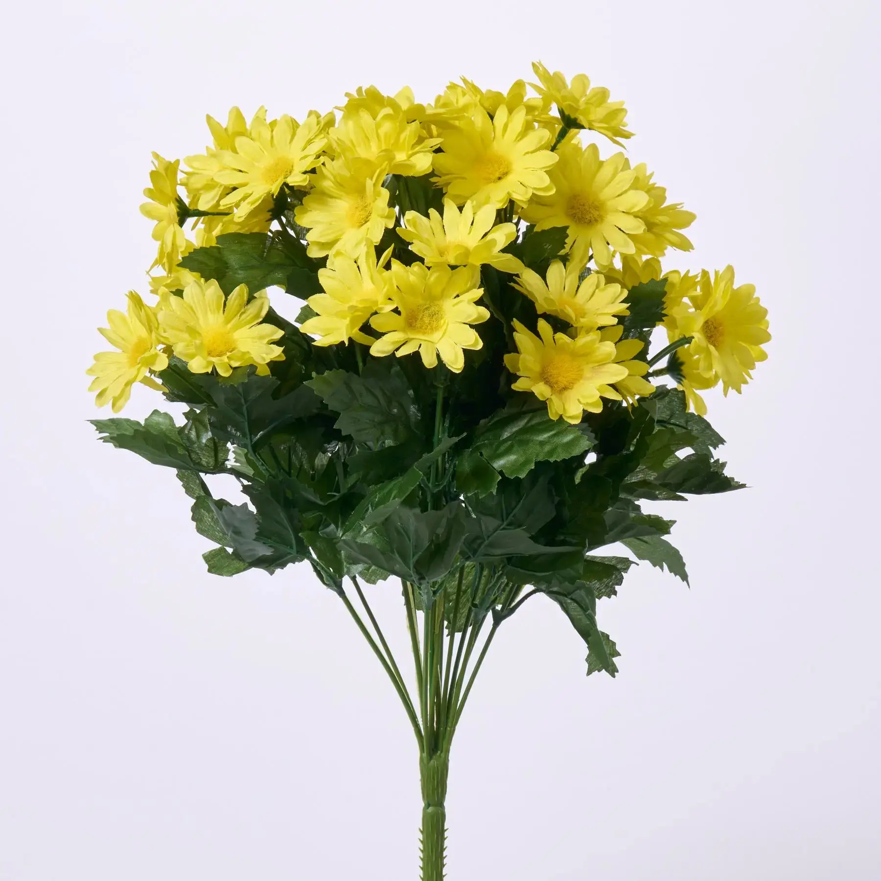 16" Bright Yellow Bush Shape Faux Daisy Bouquet - Wired Stems, Bendable Decor, 13" Tall x 5.5" Wide x 3" Diameter Natural Look Home Decor for Indoor Room Accent, Flowers