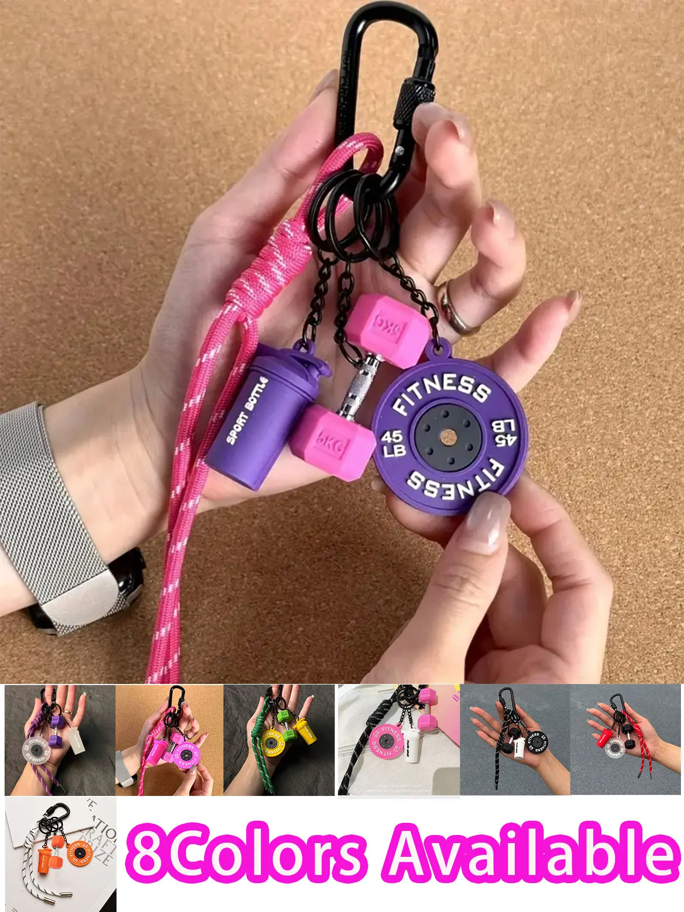 Dopamine Detachable Barbell, dumbbell, Keyring, Weight Plate keychain set, Cool Keychains, Keychain Accessory, Sports Gym Fitness Bag Pendant Braided Rope Plate 5pcs Set Workout Charm Accessories Car Backpack Purse Charm Couple Gift