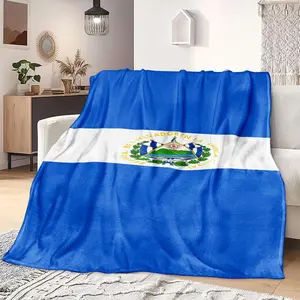 Salvador Flag Pattern Flannel Blanket, 1 Count Soft Warm Throw Blanket, Air-conditioned Room Blanket, Warm Nap Blanket for Home & Office, Stylish Blanket