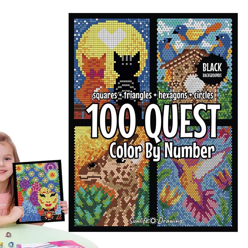 100 Questt Color-by-Number Book, 1 Count Large-Print Color-by-Number Coloring Book, Party Gift for Adults #TOP PICKS
