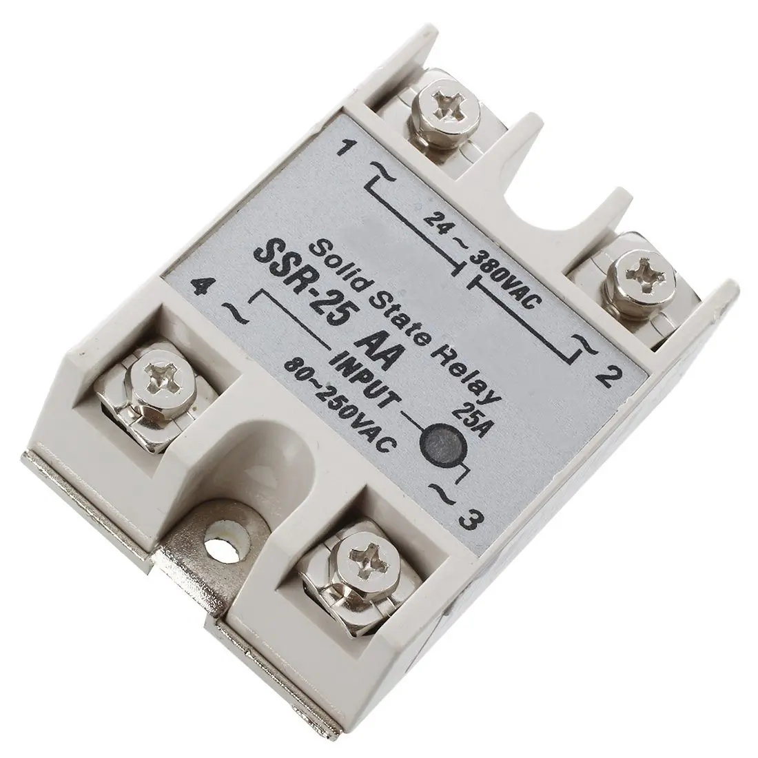 1 x Solid State Module Relay (SSR-25AA) - Control Relay, 80-250V, 25A, 24-380VAC, Compact Metal Unit, 6.2x4.4x2.3cm, 96g, High Reliability, for Household Appliance Parts & Accessories, Automatic Process Control Machinery