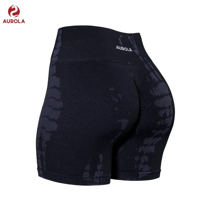 AUROLA Serpent Seamless Scrunch Workout Shorts for Women,Tummy Control Squat Proof Ribbed Thick Active Gym Short