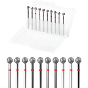 10pcs Ball Cuticle Drill Bits,Carbide Diamond Nail Bits for Dead Skin Removal & Nail Shaping,3/32'' Two Way Rotate, Professional Manicure Pedicure Salon Tools(5mm Ball Bit, Fine-F)