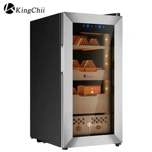 KingChii Upgrade 50L Professional Storage Cabinet with Constant Temperature and Humidity Control 400 Capacity Glass Display Case Luxury Black