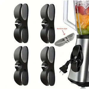 4Pcs Heavy-Duty Set for Kitchen Appliances - Black/White Plastic Cable Management Clips, Non-Slip Countertop Wire Holder for Blenders, Coffee Makers, Microwaves, Ovens, Air Fryers - Cord & Clutter-Free Design, Cord Organizer