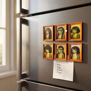 Artistic Frog Refrigerator Magnets Set of 6, Kitchen Office Storage Cabinet Decor, Creative Home Gift, Non-Toxic Safe Design