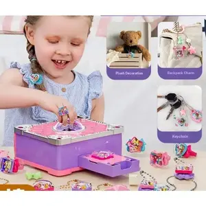 Kids Makeup Toy Box with Sticker Decorating (Magic Book Style) - All-in-One Jewelry & Cosmetic Pretend Play Set for Girls, Perfect Christmas Gift