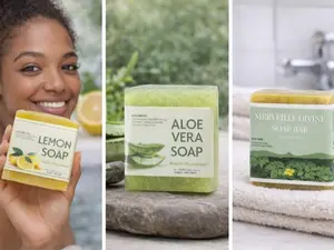 Soap Divine Botanical Trio - Lemon Aloe Vera & Merveille Divine Plant-Infused Soaps for Gentle Effective Cleanse & Radiant Skin Care