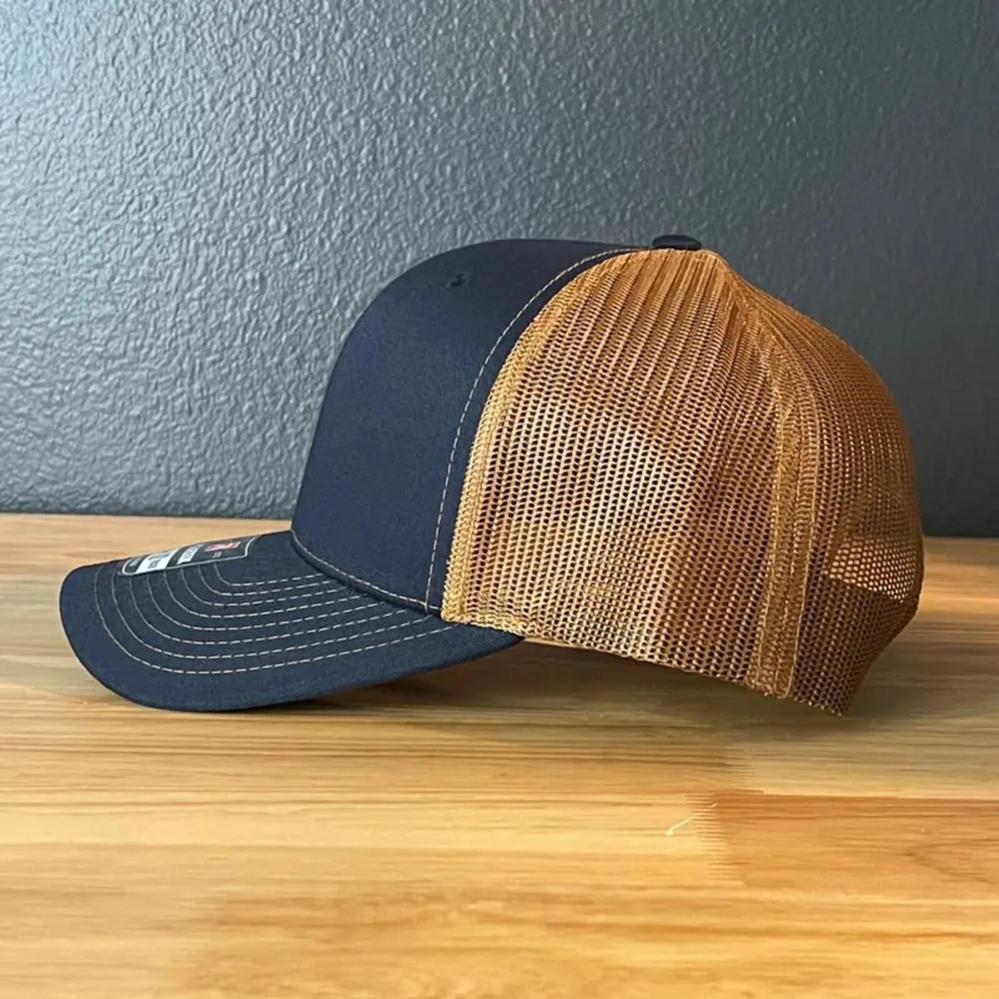 American Flag Man Of God Cross Christian SnapBack Trucker Hat Leather Patch