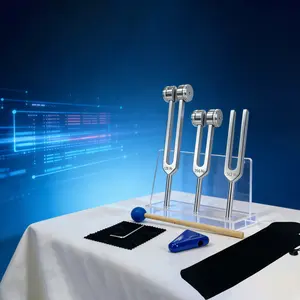 Three-Piece Velvet Bag Tuning Fork Set, 128hz, 256hz, 512hz, 528hz Audio Tuning Forks, Resonant Sounds, Ideal for Yoga and Leisure Time, Home