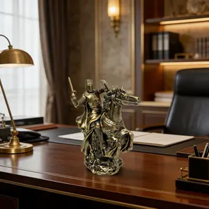 Middle Ages Horseback Knight Resin Statue, Complex Armor and Sword Details, Perfect for Desk or Wine Cabinet Decor, Home Decoration Gift