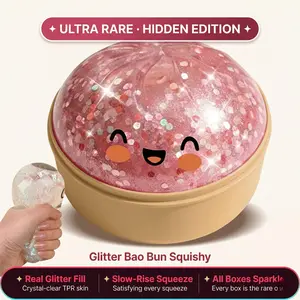Glitter Dumpling Squishy Blind Box ULTRA RARE Rainbow Hidden Edition Slow Rise Squeeze Ball Butter Squishy Toy Soft TPR Bao Bun Sensory ASMR Stress Relief Fidget Kawaii Anxiety Relief Collectible Gift squshy popping