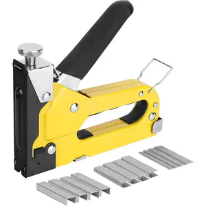 Heavy Duty Upholstery Staple Gun 3-in-1 with 600 Staples Manual Brad Nailer Power Adjustment for Crafts Wall Upholstering Furniture DIY Durable Chromed Steel Non-Slip Grip