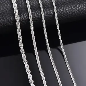 1piece925sterlingsilverWidth2mm/3mm/4mmRopeChainNecklace/BraceletForMenWomenManFashionChainNecklace
