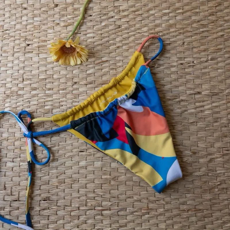 LASWIMLAB Handmade Multicolored Artsy Brazilian Bikini Bottoms with Adjustable side ties Double Layered Design Eco Friendly Swimwear