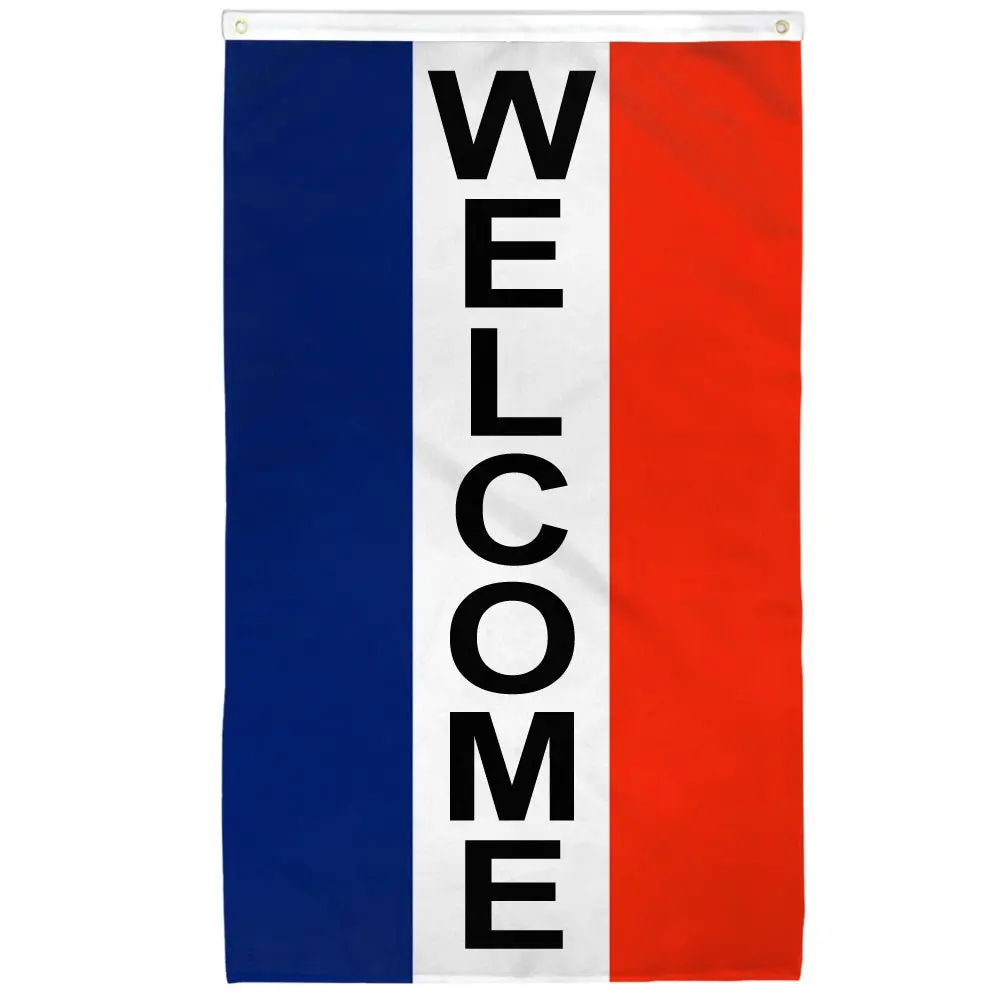 Vertical Welcome Banner - Hangable 2x3ft Dye Sublimation Polyester Flag, Box-Included Home, Festive & Party Supplies Backdrop