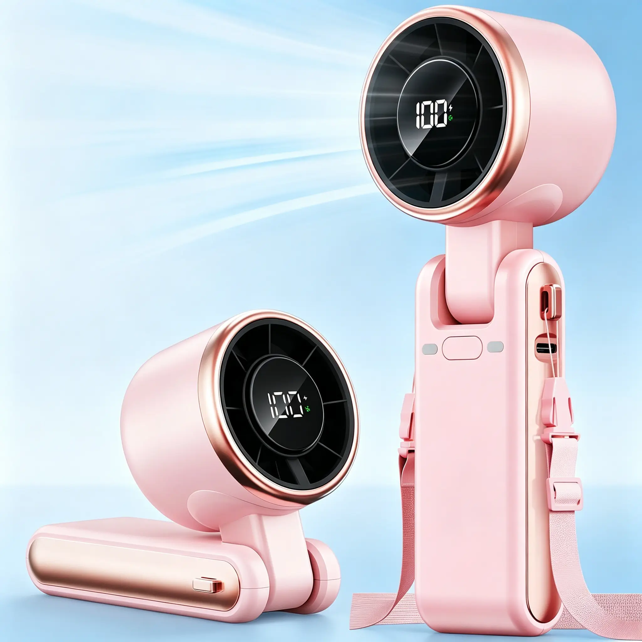 Portable Miniature Cordless Makeup Eyelash Fan - 5-Gear Adjustable High Speed, 4000mAh Battery, Fast-Charging Cold Air Blower, Lightweight Foldable Handheld, Portable Fan in Club Essential, Elderly Gift, Rechargeable Fan