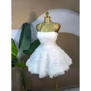 Elegant women's rose ribbon backless dress, mini A-line dress, street style birthday party dress, sexy evening gown