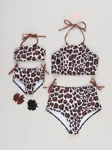 Mom & Me Leopard Halter Swimsuit