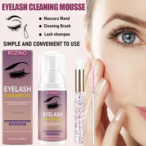 ROZINO Eyelash Cleaning Mousse with Mascara Wand & Cleaning Brush 60ml Shampoo Formula for Simple Convenient Use