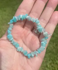 Amazonite Crystal Elastic Chip Bracelet Calm Communication
