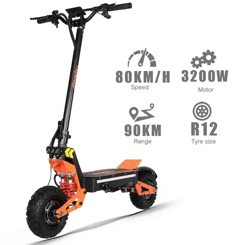 X5 6000W Dual Motor Electric Scooter 12-inch Off-road Tyres 60V-35AH 80KM/H 90KM Range Hydraulic Brake Portable Folding with App Control High-Speed Commuting