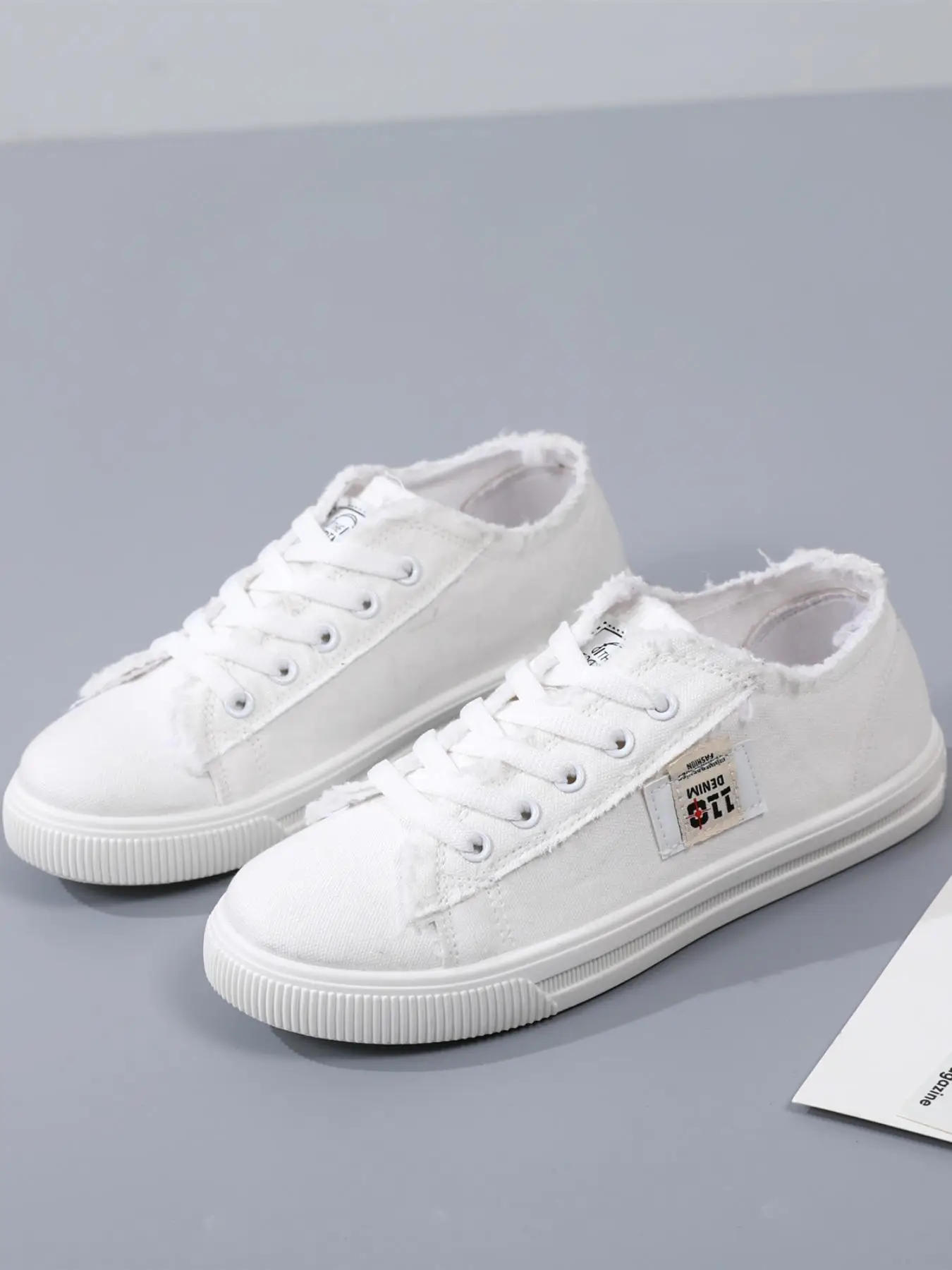 2024 New Stylish Women's Minimalist Letters Canvas Sneakers, Casual Matching Versatile Soft Low Top Sports Skate Shoes, Trendy Matching Flats for Wome