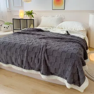 King Size Reversible Plush Blanket, Thick Washable Throw, Warm Breathable, Soft Blankets, Reversible Fluffy Blanket, Multi-Use for Bed, Couch, Room, Office, Camping, Valentine's Gift