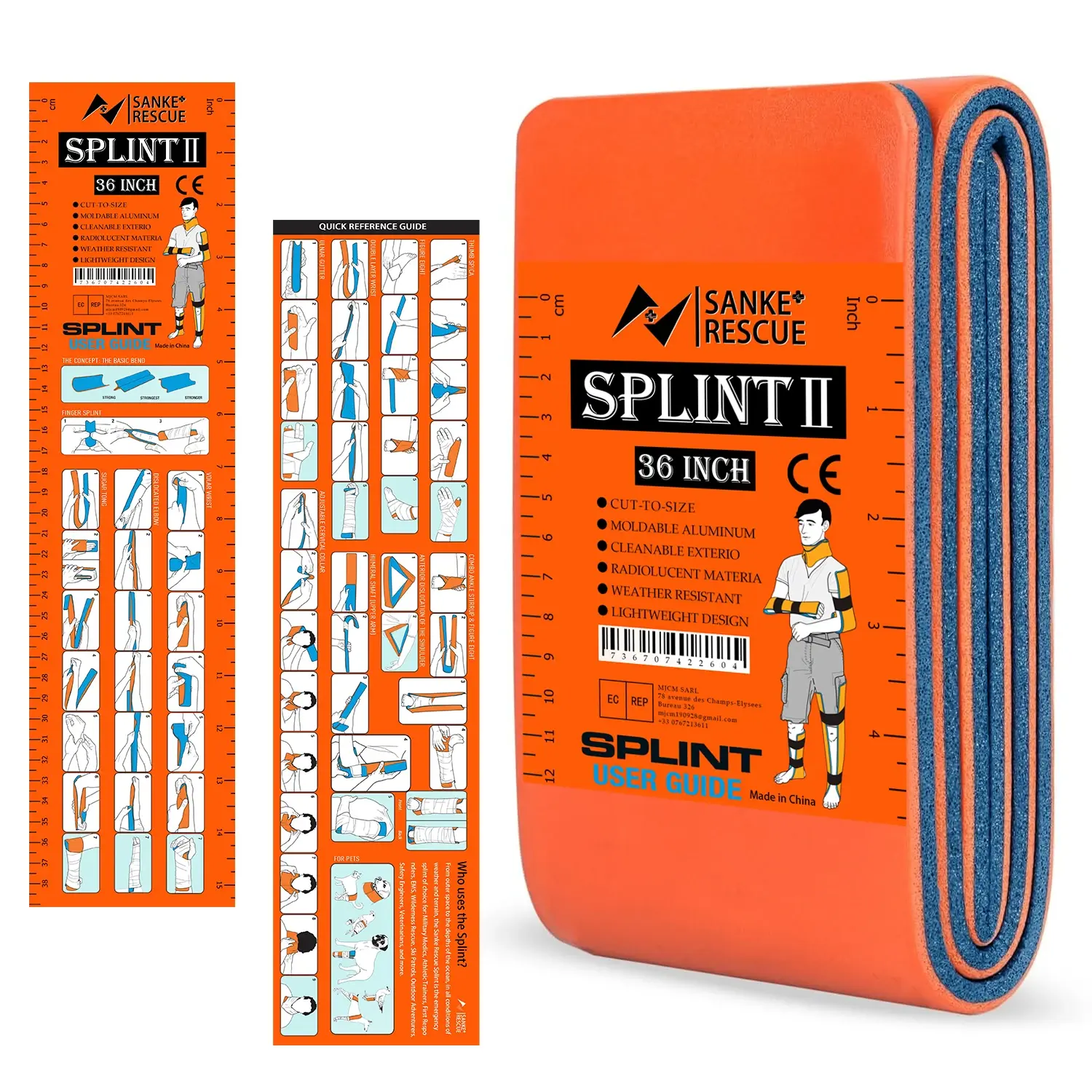 SANKE RESCUE First Aid Splint - 36/18"X4.3" Wrist & Thumb Support Brace Healthcare Portable