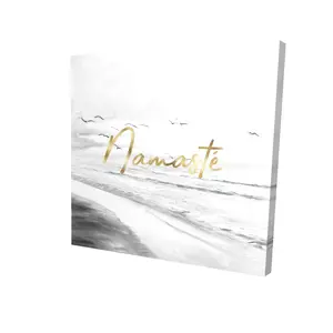 212 MAIN 24x24 in. Coastal Beach-Themed Namaste Minimalist Sea Landscape Wall Art Print - Relaxation Artwork, Room Aesthetic Decoration for Bedroom, Living Spaces