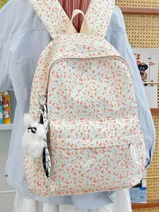 Women's backpack, color blocking and contrasting backpack with floral patterns, fashionable and versatile, casual and simple, suitable for students to go to school, campus, commuting, shopping, women's backpack, durable backpack