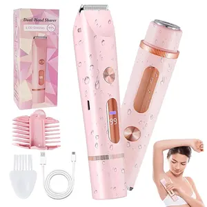 2 in 1 Electric Bikini Trimmer for Women,Digital Display Electric Shaver Cordless Hair Trimmer, Ipx7 Waterproof Electric Razors Hair Remove Tools for Men and Women ,Legs, Face, Underarms