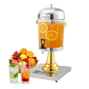 Beverage Dispenser for Weddings & Parties, 2.2 Gallon Stainless Steel Cold Drink Dispenser with Ice Core, Stand & Spigot, Large Beverage Dispenser for Iced Tea, Cold Juice