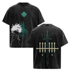 Yuno Black Clover Washed T-Shirt: Iconic Anime Streetwear Magic Knight Tee with Wind Spirit Vibes | Oversized Vintage Shirt for Asta & Yuno Fans | Effortless Japan Aesthetic