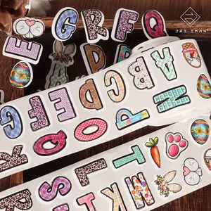 JAIIMAN 520pcs/roll Easter Doodle Alphabet DIY Decoration Sticker Roll, 26patterns/cycle Special-shaped Decal, for Easter Day Decorations, Scrapbooking Supplies, Easter Party Supplies, Envelope Embellishments, Diary Accessories, Skateboards, Gift Giving