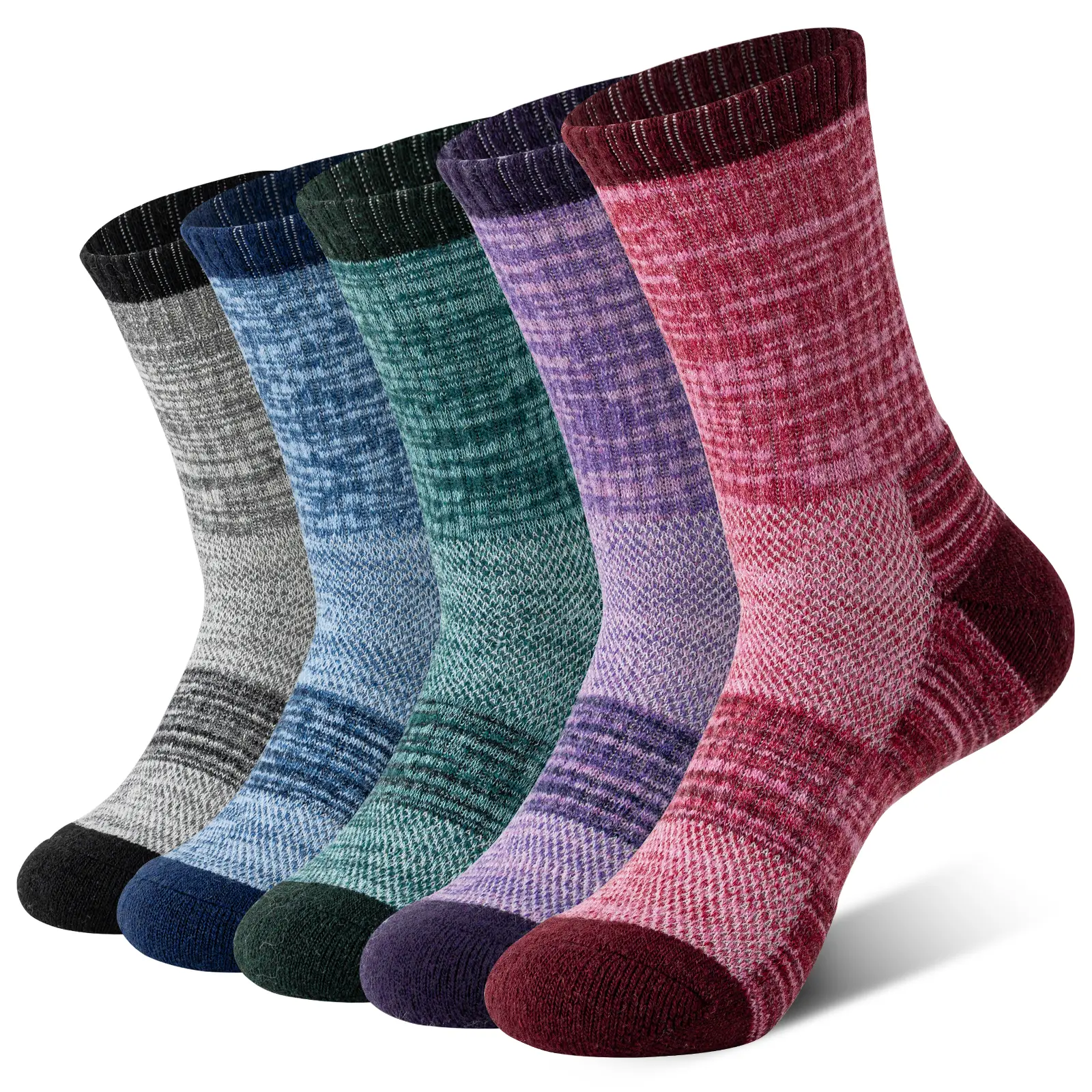 5 Pairs Merino Wool Hiking Socks For Women & Man Compression Support Sweat Absorbing Breathable Thick Cushion Work Socks Festival Gift Socks Menswear Bestie