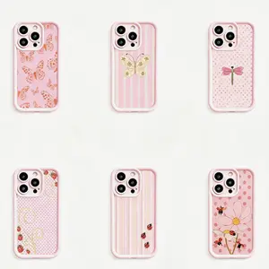 Whimsical Pink Ladybug Phone Case with CuteCottagecore Aesthetic - Adorable LadybirdPatchwork Polka Dot Floral Design, KawaiiCartoon Art, Soft Durable TPU Cover with LensProtection, Compatible with iPhone 11-17 ProMax, Ideal Gift for Her & Him