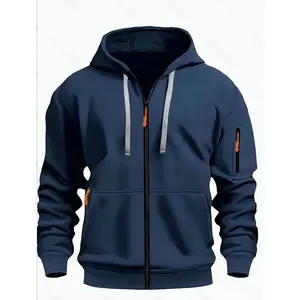 HOMUG Herren Casual Kapuzenpullover, Herren Langarmmantel, Reißverschluss Rundhals Casual Kapuzenjacke mit Tasche und Reißverschluss, Festfarben und Mehrfarbenoptionen, Geeignet zum Tragen im Herbst und Winter. Hoodie Jacket
