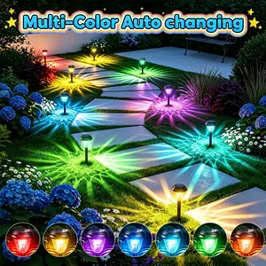 Solar Pathway Lights 2/10-Pack, 2026 Upgraded High Lumen Glass Outdoor Garden Lighting, RGB Color Changing with Smart Gradual Fade, Auto On/Off, IP65 Waterproof Landscape Path Lights for Driveway Yard Walkway